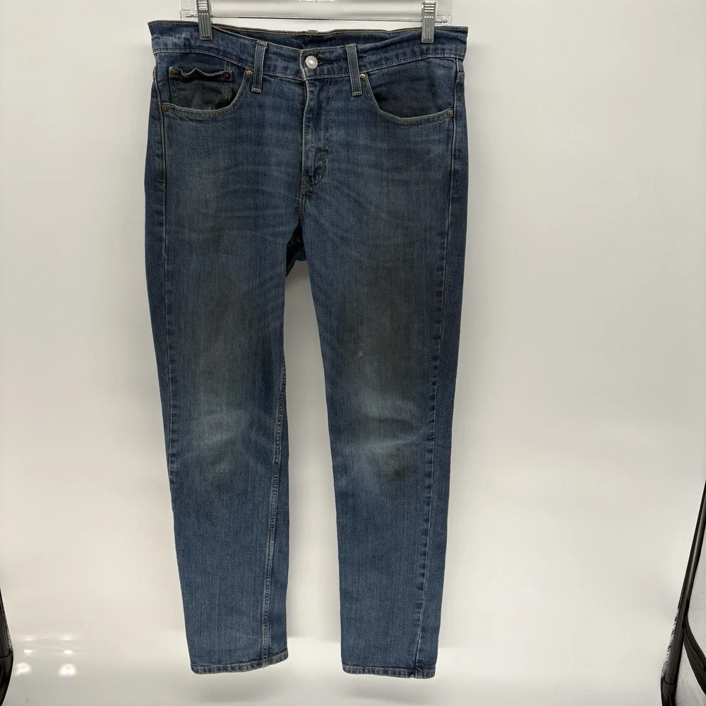 Levis Jeans Blue 511 Slim Straight Distressed Denim Stretch Men 31X32 (31X31.5)